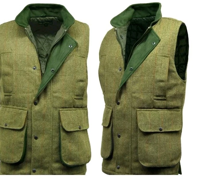 MENS OUTDOOR FARMER SHOOTING FISHING DERBY TWEED GILET WAISTCOAT COUNTRY WEAR