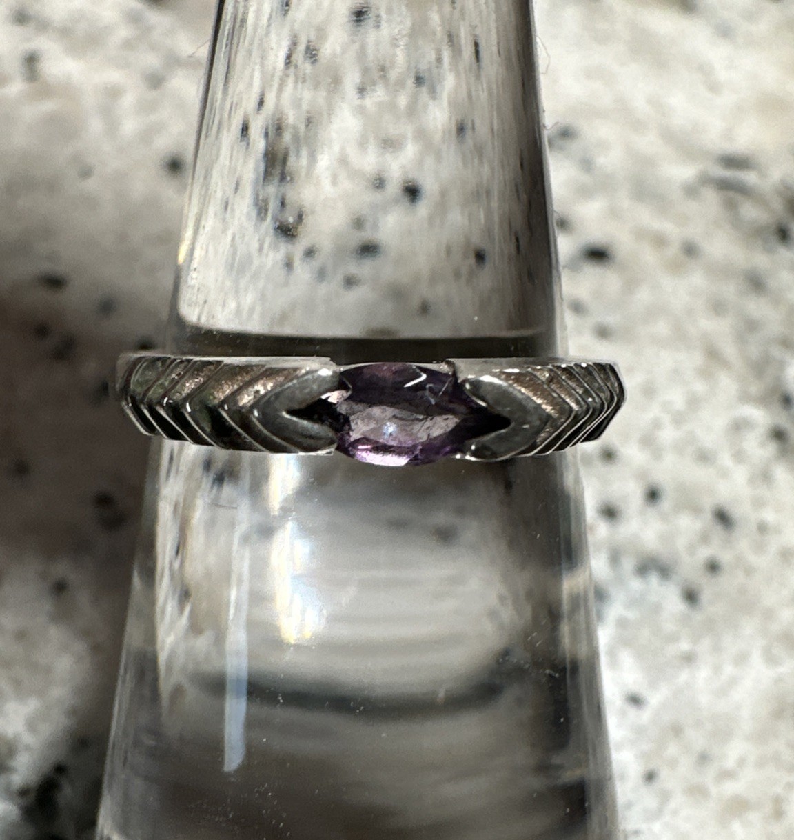 Sterling Silver 925 Stackable Amethyst Band Ring … - image 1