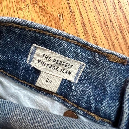 Madewell Jeans Womens 26 Perfect Vintage Ankle Blue Denim High Rise Raw Hem - Picture 6 of 11