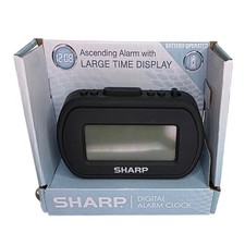 Sharp SPC483 Digital Alarm Clock Black Rubberized Battery Operated