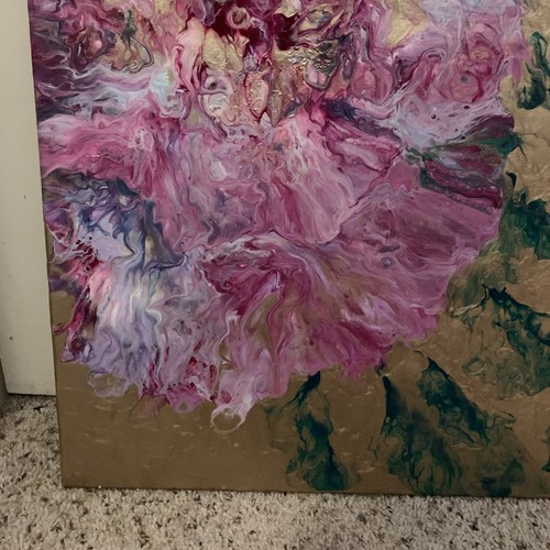 Jackie Petersen Acrylic Pour Painting Abstract Art signed canvas 20x20 V#240 - Picture 5 of 9