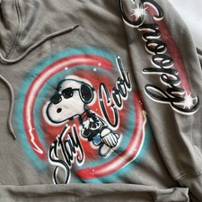 Snoopy Be Cool Gray Hoodie Hybrid Apparel Unisex Men's Size S Pockets NWT Fleece