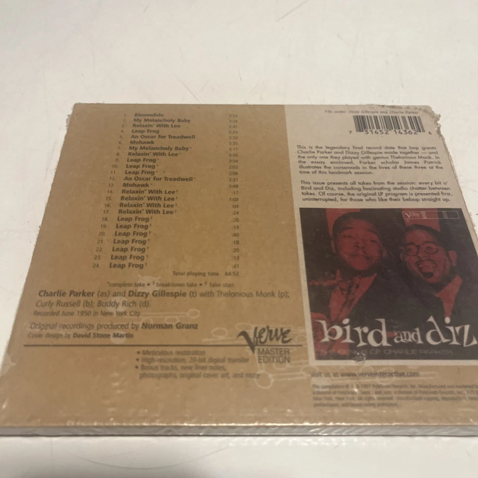 Bird and Diz "Master Edition" High Resolution CD Verve Records NEW & SEALED - Image 3 of 3