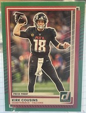 2025 Donruss #114 Kirk Cousins Press Proofs Green Falcons Redskins Vikings