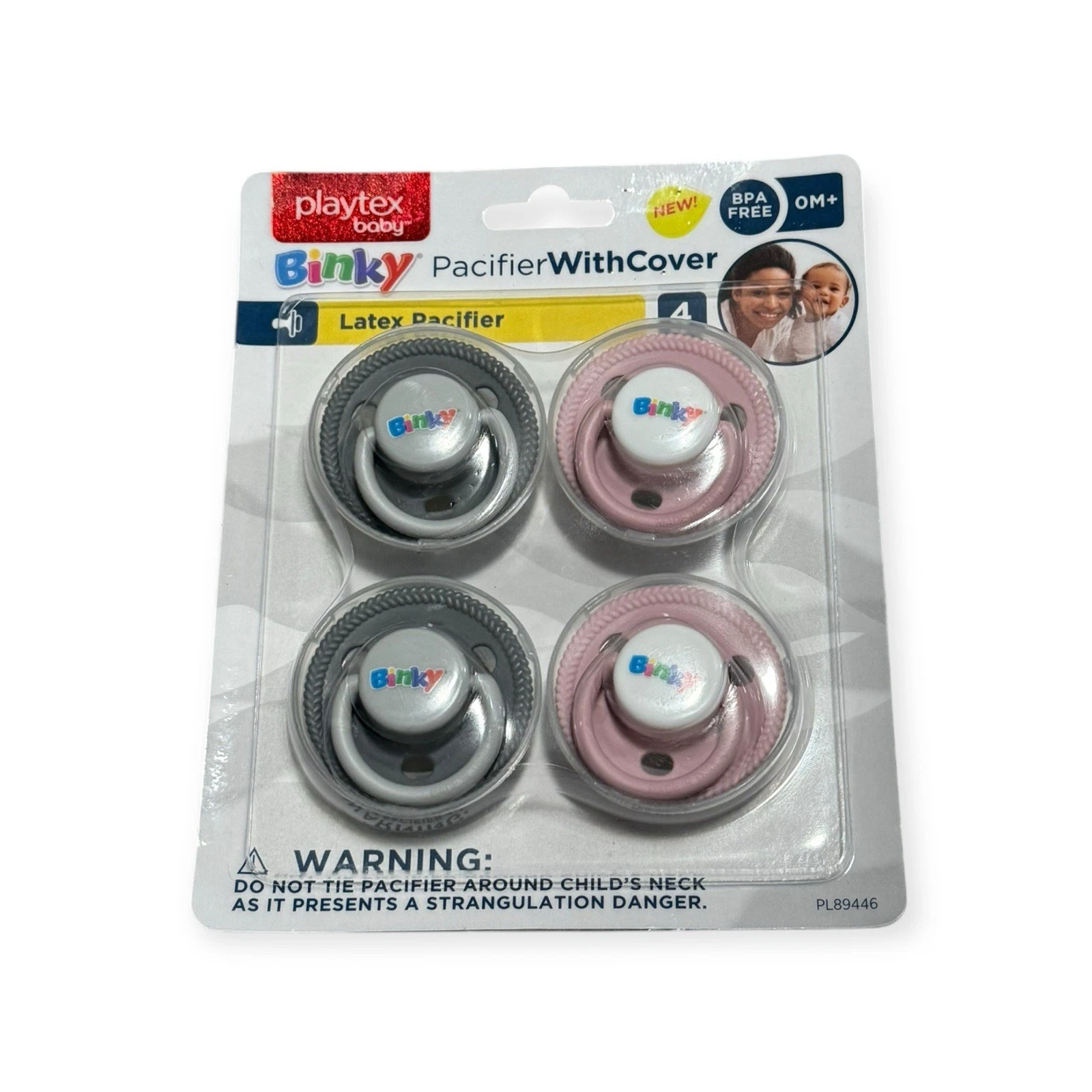BL Playtex Baby Silicone Pacifier W/ Cover 4 Pack 0-6M Latex Nipples