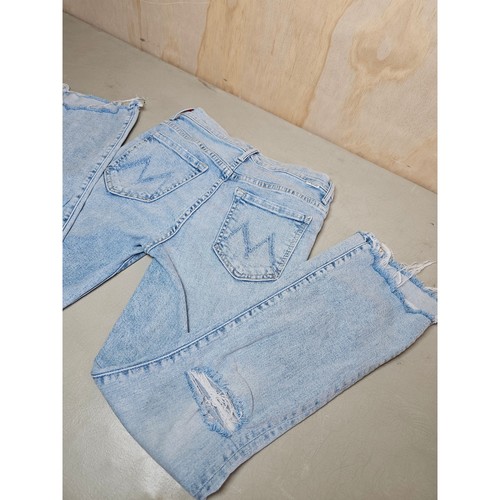 Mother The Insider Crop Step Chew Jeans Drinking By The Pool Light Wash Size 26