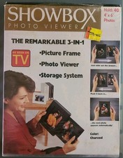 Showbox Photo Viewer 3-in-1 Picture Frame, Photo Viewer  Storage System -White