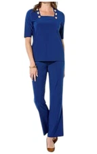 Antthony Women's Set 2-pieces Button Top & Pant  Navy Size M NWT