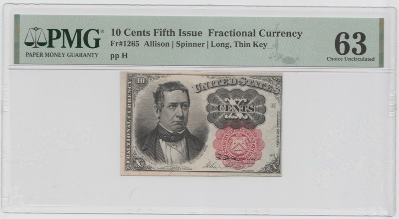 10 Cent Fractional Currency - FR#1265 - Graded - 63