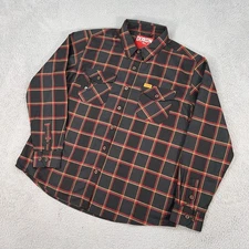 Dixxon Shirt Womens 2XL XXL Black Red Plaid Button Up First To Fight Flannel