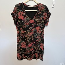 Peruvian Connection Passion Flower Tunic V-Neck Dress Short Sleeve Cotton Women