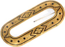 Antique 1800's Victorian Black Enamel Brass Hair Barrette Pin Buckle 3 7/8"
