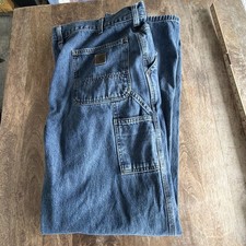 Carhart Dungaree Fit Original Work Carpenter Blue Jeans Dark Wash Denim 36x34