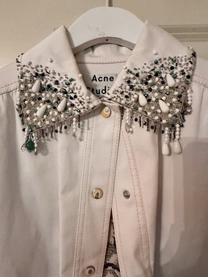 Acne Studios Women s Collection Jacket Beaded Embroidered White Size 38