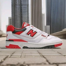 NEW Men's (CHOOSE SZ) NEW  BALANCE 550 Life Style Shoes BB550SE1 WHITE / RED.