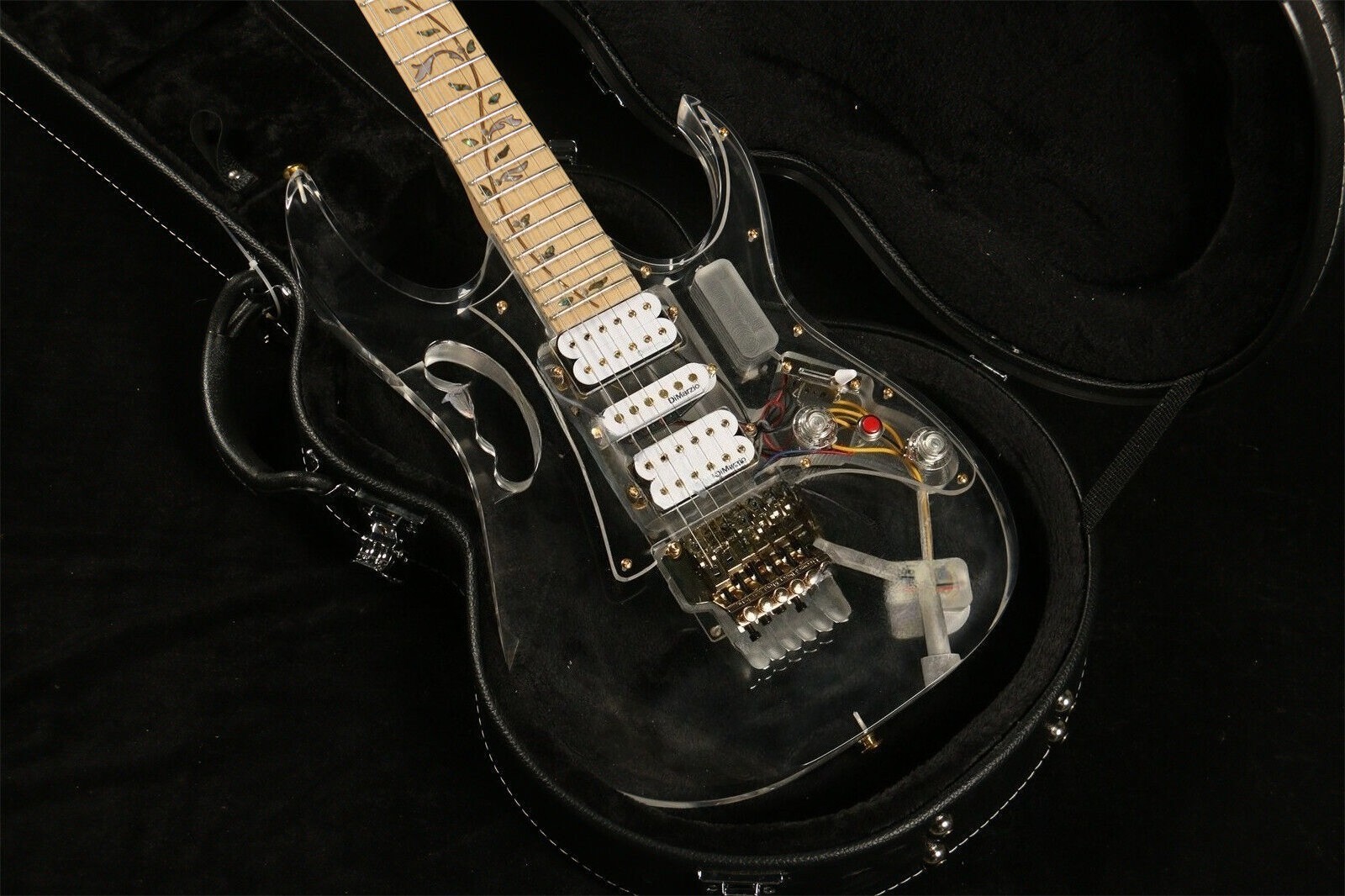 Custom  Electric Guitar H-S-H Pickups Clear Acrylic Fast Ship Floyd Rose Bridge