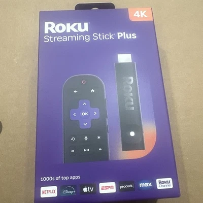 Roku 3830R Streaming Stick Plus 4K UHD Media Player w/ Voice Remote – 2025 Model