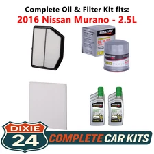 2016 Nissan Murano 2.5L Complete Air, Oil & Cabin Filter Kit (0W-20)