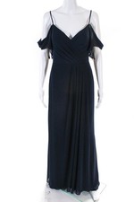 WATTERS Womens V Neck Cold Shoulder Aldridge Gown Navy Blue Size 4 10929979
