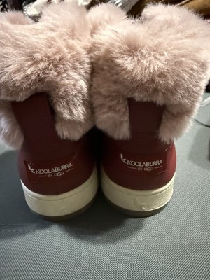 Koolaburra by UGG Faux Fur Trim Lace-Up Ankle Bootie Burgundy Suede Women's