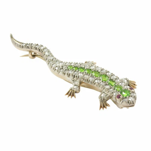 7.50CT Mixed Cut Green Garnet, Topaz & Pink Ruby Wonderful Lizard Brooch Pin - Image 2 of 4