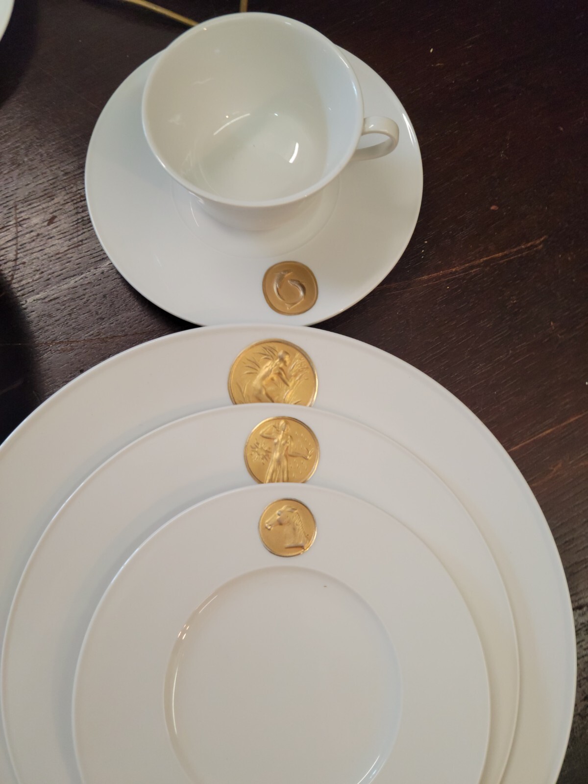 Royal Berlin Arcadia Gold 2  place settings & platter Medallion Germany 