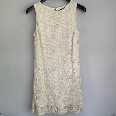 Pink Tartan Ivory White Daisy Pattern Crochet Knit Dress Size 8 Sleeveless  Lined | eBay