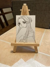 ACEO Original Mixed Media Painting Art Card ATC Pinup girl #645