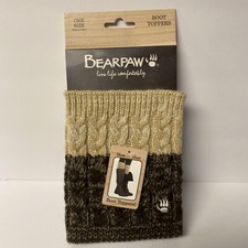 BearPaw Knit Boot Toppers Brown/Tan One Size New