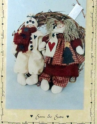 Homespun Stitches Christmas Snowman doll couple 16'' craft pattern Sam & Sadie