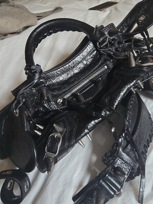 BALENCIAGA XS Neo Cagole Black Leather Shoulder Bag New | eBay