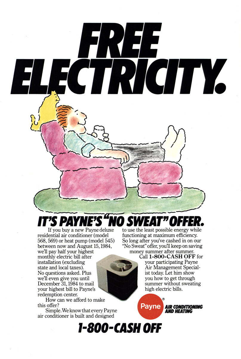 1984 Payne Air Conditioning: Free Electricity No Sweat Vintage