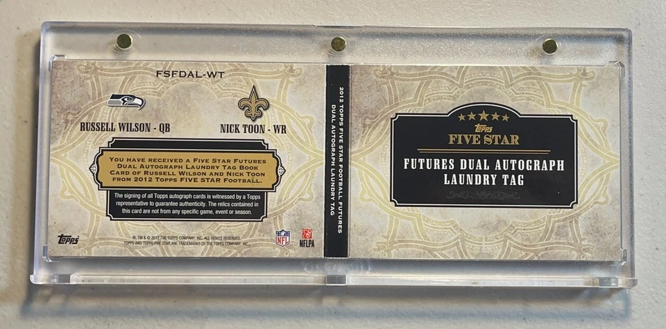 Russell Wilson Nick Toon 2012 Topps Five Star /10 RC Patch Auto Laundry Tag RPA - Image 2 of 4