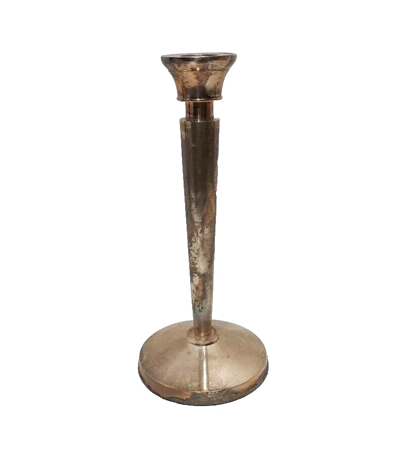 Pottery Barn 9x4” Candelabro rústico pilar candelabro cónico placa plateada Foto 2 de 4