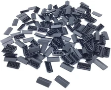 LEGO LOT OF BLACK 2 X 4 ANGLED TILE SLOPED BRICK PARTS ROOF CREST