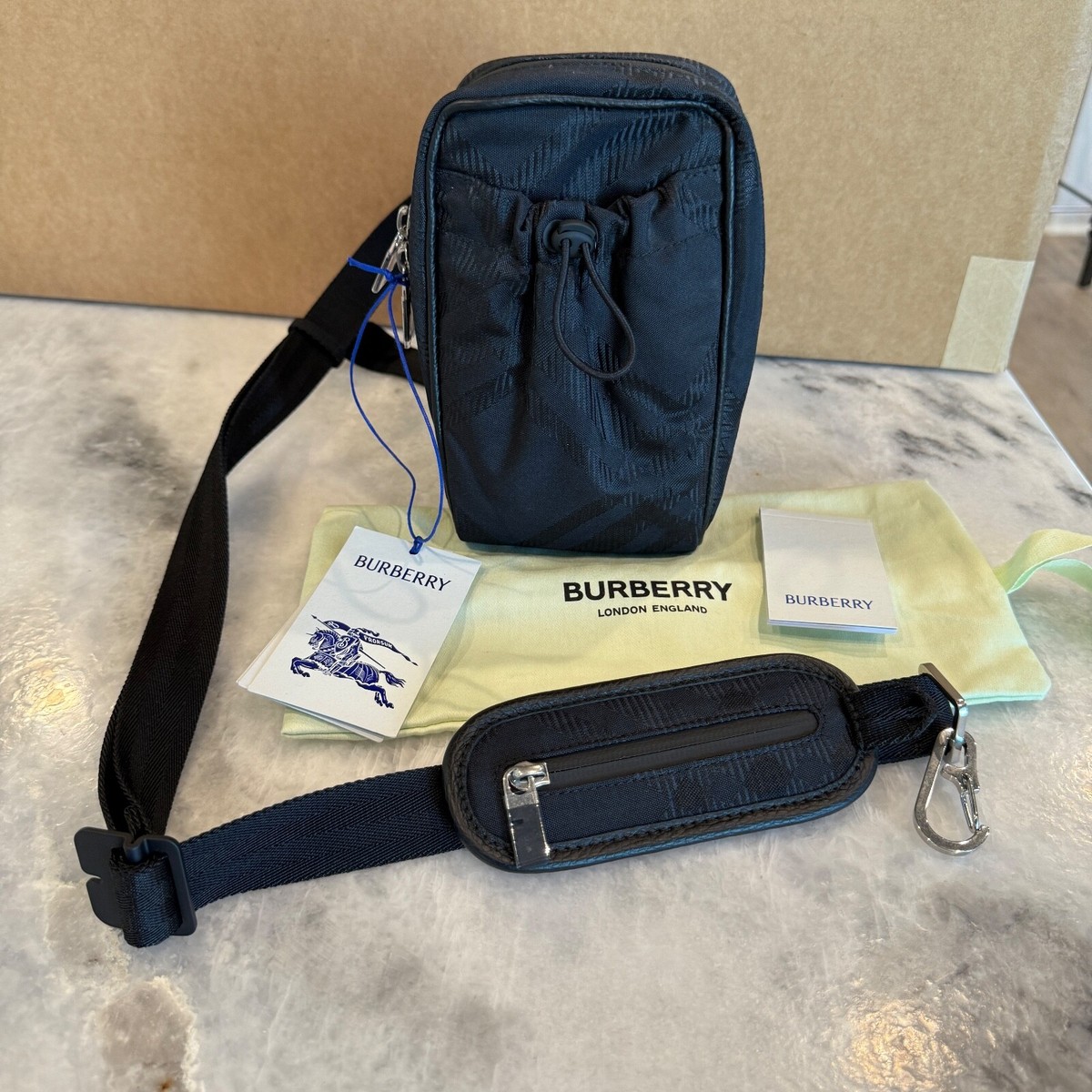 Burberry Check Black Nylon Jacquard Phone Bag | eBay