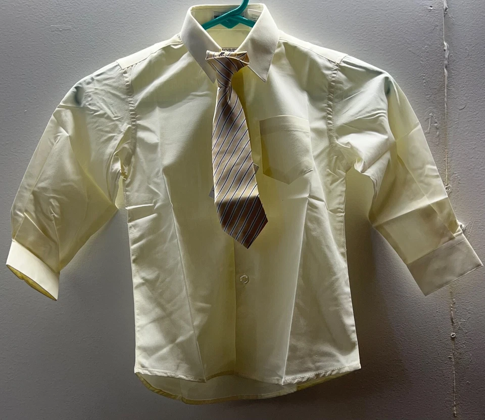 Gioberti Little Boys Long Sleeve Shirt + Clip Tie, Ivory, 4T - Image 2 of 2