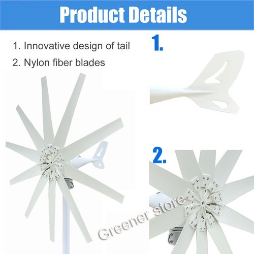 3000W 12V 24V 48V Wind Turbine Generator 10 Blade Charge Controller Windmill Kit - Picture 6 of 16