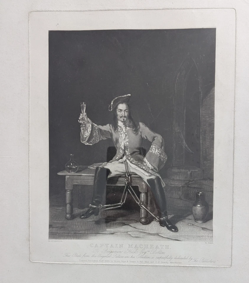 Antique Mezzotint Print of Captain Macheath from The Beggars Opera, 1832. Framed - image 2 of 4