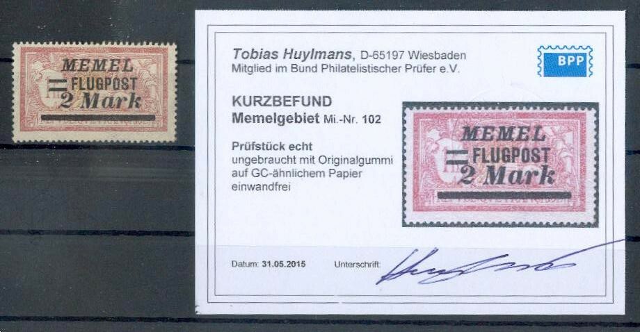 Memel 102x GC-PAPER * MH BPP FINDING -,-EUR (E5294