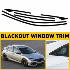 For 2016-2021 Honda Civic Sedan Chrome Delete Blackout Window Trim Glossy Black