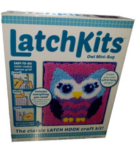 Latchkits Latch Hook Craft Kit Rainbow AND Owl Mini Rug PlayMonster Set of 2 NIB