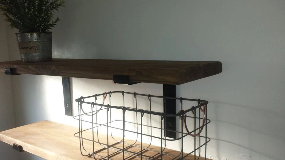 Wooden Shelves - Rustic Industrial Scaffold Board With Wall Brackets - Handmade - Image 2 of 4