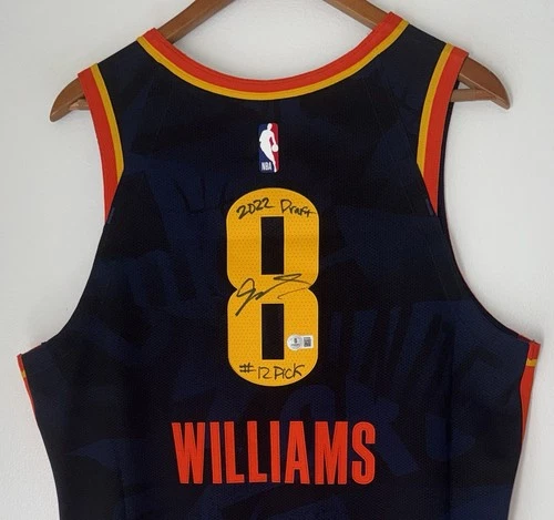Jalen Williams "2022 Draft #12 Pick" Signed Thunder NBA ADV Authentic Jersey BAS