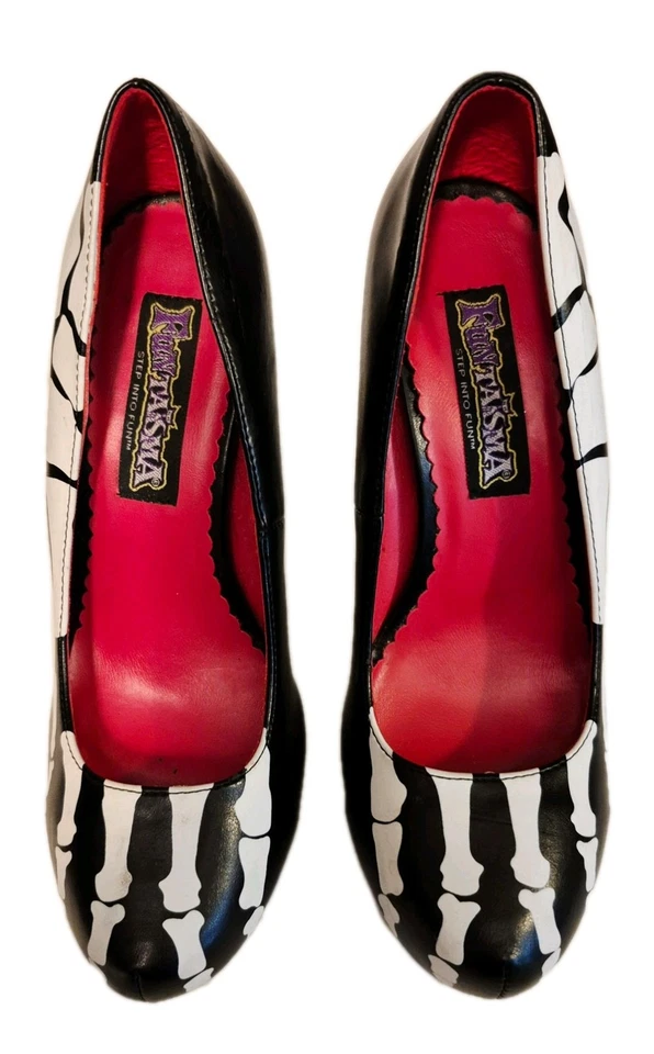 Funtasma X-Ray 12 Skeleton Women's Size 9 Black White High Heels - Image 2 of 4