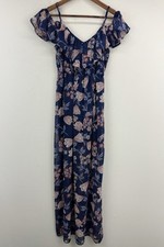 Miami size Small Women’s Blue Pink Floral Cold Shoulder Maxi Dress