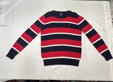 Polo Ralph Lauren Sweater Youth XL 18-20 Striped Crew Red White Blue Pullover