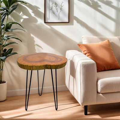 Unique Live Edge Side Table - Natural Wood End Table for Living Room & Bedroom