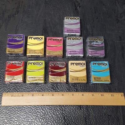 Lot 11 SCULPEY PREMO Modeling Compound Clay 2oz Bars - 10 Different Colors - NOS