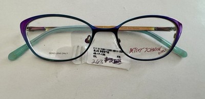 Betsey Johnson BJG Bestie Eyeglasses 48-17-136 Oil Slick Rainbow Frames $263
